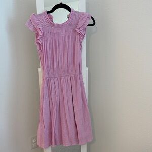 J. Crew Pink Ruffle Sleeve Mini Dress